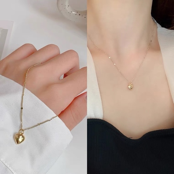 Vermeil Gold heart charm necklace sterling silver gold plated - Picture 1 of 12